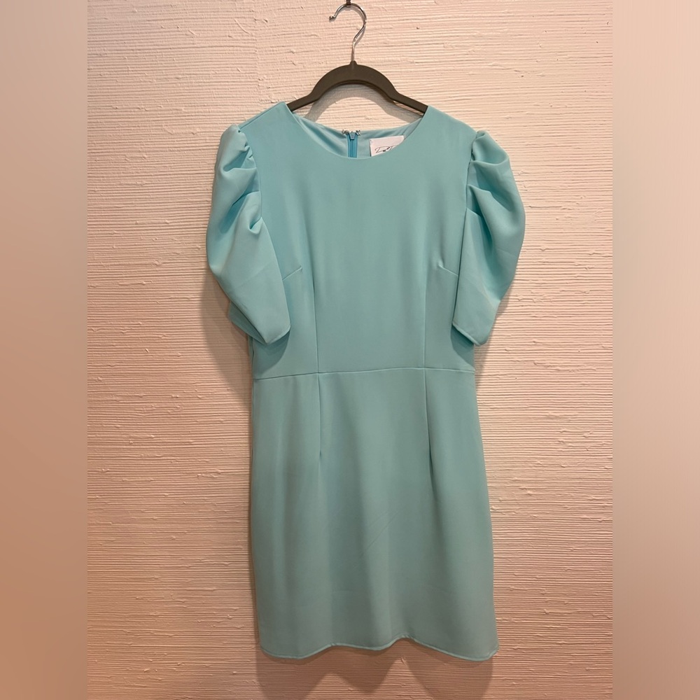 Size M - Dee Dee - aqua/teal puff sleeved dress
